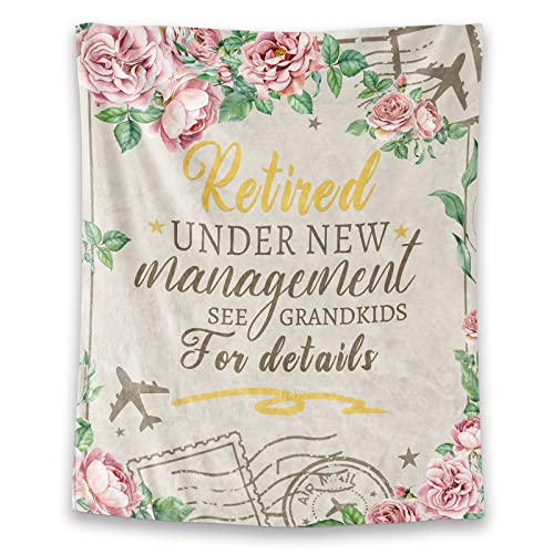 Retirement Throw Blanket - Soft, Fuzzy & Warm - 40x50 Inches Flannel Blankets for Women - Taupe Vintage Throws Farewell Gift for Coworker