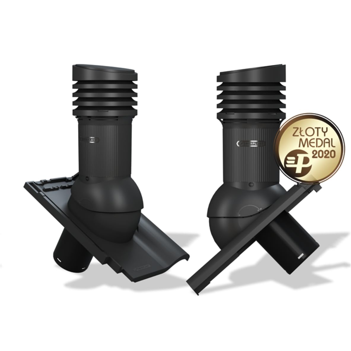 Entlüfterkamin Tile EVO DN150 für Braas - RUBIN 9V Dachziegel Dachlüfter Lüfter 9 V (RAL9005 - Schwarz)