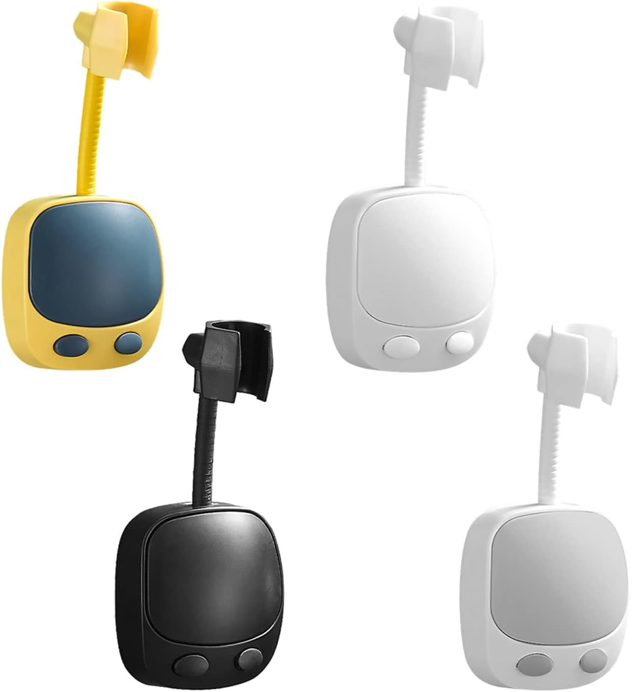 2PCS Shower Holder Universal Not Suction Cup Shower Head Holder Punch-Free Bathroom Bracket Adjustable 360° Rotation ABS Fixed Base Shower Installation Bracket(Yellow)