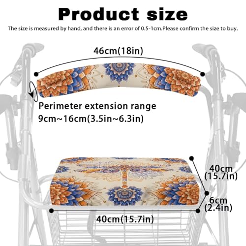 Image of Dragonfly Rollator Seat and Backrest Covers, Universal Soft Walker Seat Covers, Adjustable Accessories for Seniors with Seat Cover