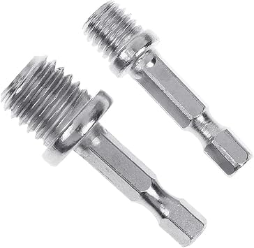 YOOYEH 2Pcs/set Hexagonal Drill Adapter M10+M14, Stainless Steel, 1/4-20 UNC, 6mm, 45g, Compatible with Drilling Machine