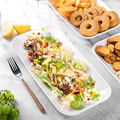 Delling 13.5" Serving Platter Set Of 4, Platters For Serving Food, White Serving Trays For Party, Rectangle Serving Plates For Sushi, Meat, Dessert, Oven Safe, Trays For Halloween/Christmas Party #TOP2