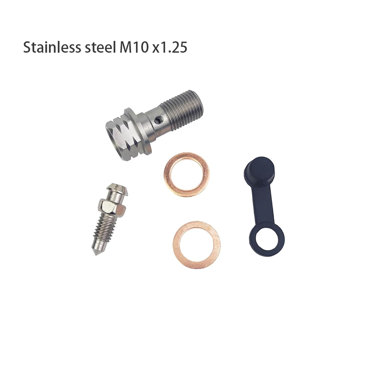Brake Bleeder Screw 4Sets Motorcycle Accessories Brake Bleed Screw Banjo Bolt M10*1.25mm /1.0mm Oil Nozzle Throat for Brakes Car Accessories(Stainless Steel 1.25)