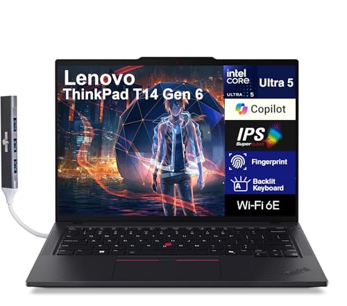 Image of Lenovo ThinkPad T14 Business Laptop 14.0 inch WUXGA (Intel Ultra 5-225U, 16GB DDR5, 1TB PCIe SSD, Intel Graphics, Win 11 Pro) w /DKZ USB Port Expander