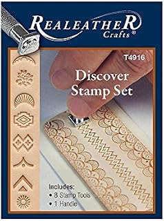 Realeather Leather Stamps Tool Set for Leather Crafting, 8 Stamp Heads, Discover