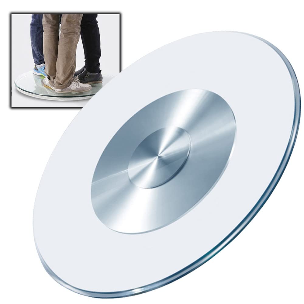 Piatto Girevole in Vetro con Base in Metallo Silenzioso, Vassoio Girevole Lazy Susan Grande da 8 mm, Vassoio Girevole per Piatto da Portata da Tavolo da Cucina da 60 cm/24 Pollici