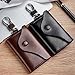 VIPbuy Genuine Leather Key Case for Men Women - Large Capacity Key Holder Bag with 6 Key Hooks, 2 Card Slots & Car Keychain, Brown