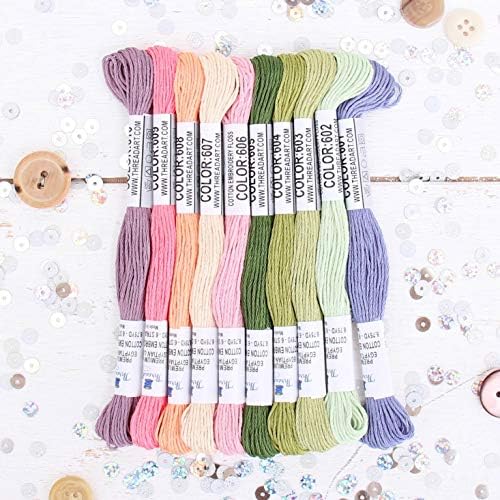 ThreadArt Embroidery Floss Kit in Spring Flower Colors - Six Strand Set