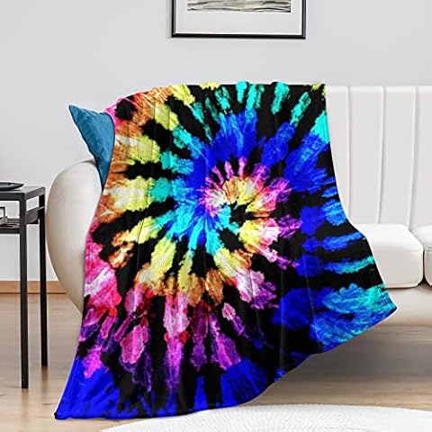 LELEMATE Tie Dye Pattern Throw Blanket Soft Lightweight Flannel Blanket Fuzzy Sofa Fleece Blanket for Use in Bed Living Room Home Beachh Couch Travel 50"x40" for Kid Baby Cover