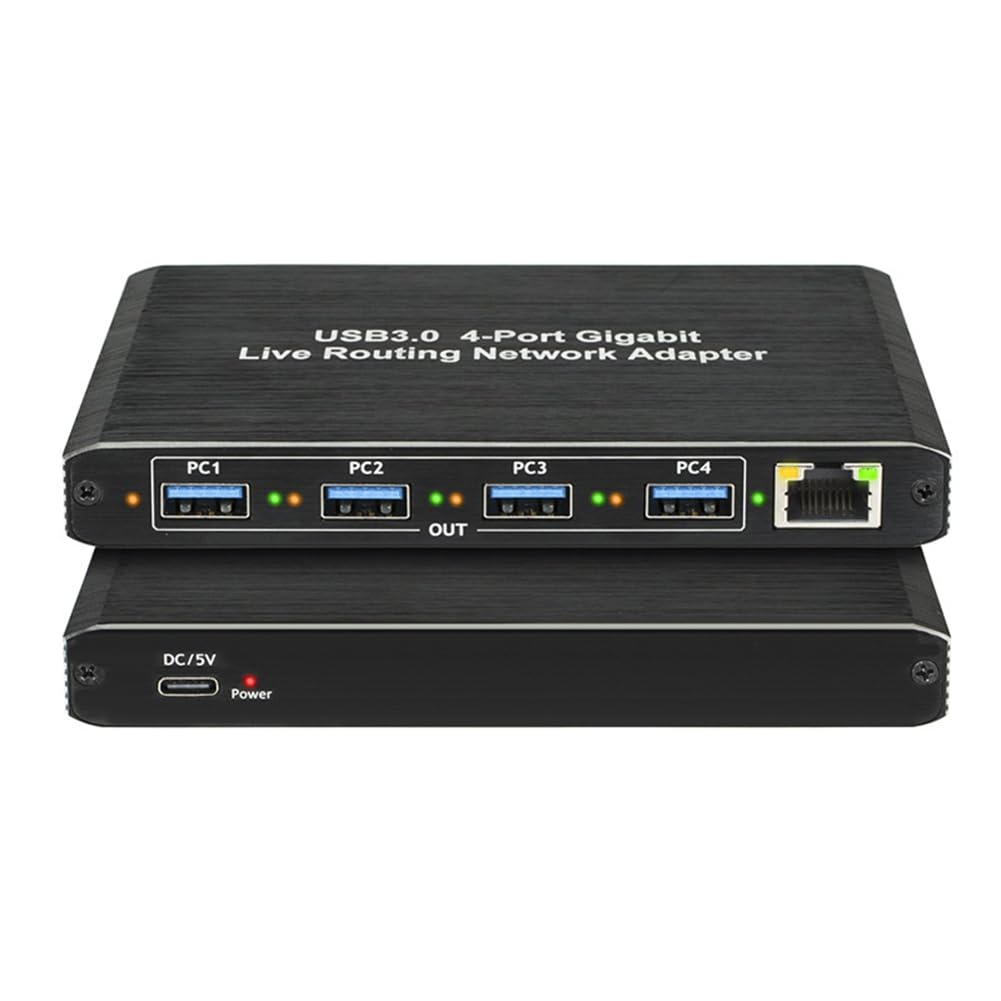 Adaptateur Réseau Gigabit USB 3.0 Plug and Play, sans Pilote, 4 Ports Gigabit RJ45, pour Ordinateurs et Équipements de Diffusion en Direct.