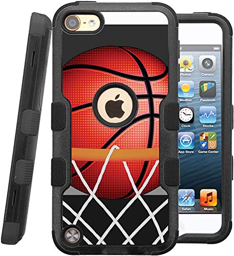 iPod touch 5th / 6th Case, CASECREATOR[TM] For Apple iPod touch 5th / 6th generation () -- NATURAL TUFF Hybrid Rubber Hard Snap-on Case Red Black-BasketBall Hoop