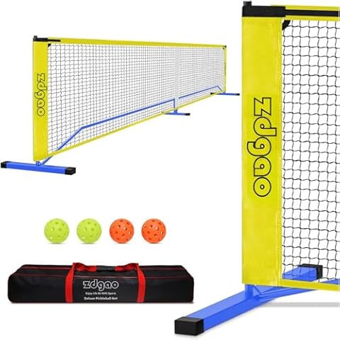 Zdgao Portable Pickleball Set with Net for Driveway with 4 Pickle Balls, 22FT Pickleball Net Regulation Size with Carrying Bag and Weather Resistance Strong Steel Frame Cover