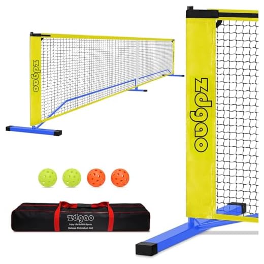 Portable Pickleball Set with Net for Driveway with 4 Pickle Balls, 22FT Pickleball Net Regulation Size with Carrying Bag and Weather Resistance Strong Steel Frame