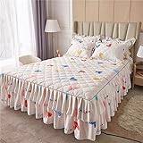 KOMAGOME Ruffle Bed Skirt 3-Piece Bedspread Set Dust Ruffle 3 Side Coverage 15.7 inch Drop Soft Warm (Heartbeat,150X200cm for 1.5m Bed)