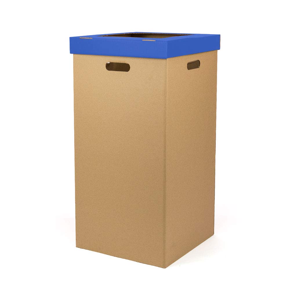 Only Boxes, Papelera de Cartón, Papelera con Tapa, Dimensiones 34,2 x 34,2 x 68 cm, Color Azul