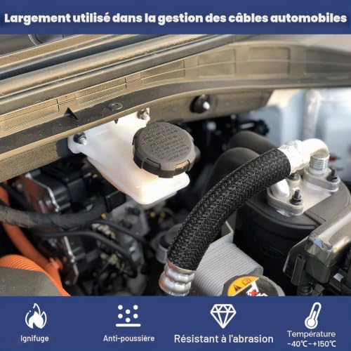 Hocerlu Manchon de Cache Câble Réglable, 10m Range Gaine Câble Tressé en Pet, Protection Gestion des Câbles pour TV, PC, USB - Diamètre 12-20 mm, Noir – vue 4