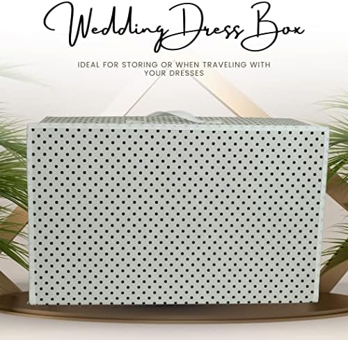 Hoesh International White Polka Wedding Breathable Bridal Gown Dress Travel Storage Medium Box With Free Tissue Paper