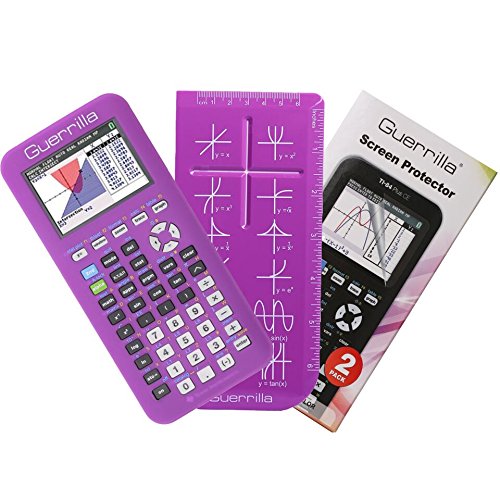 Guerrilla Silicone Case For Texas Instruments Ti-84 Plus Ce Color Edition Graphing Calculator With Screen Protector And Graphing Ruler, Purple #TOP1