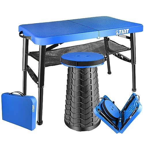 ZTMT Small Folding Table, Adjustable Height, Camping & Picnic Table, 4 Foot Lightweight