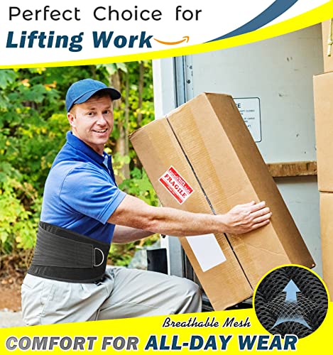 Back Brace For Lower Back Pain Relief Men Women Back Support Belt For Heavy Lifting Sciatica Scoliosis Herniated Disc - Breathable Lumbar Support Brace For Work(L 29.1''-35.4'' Waist) #TOP3