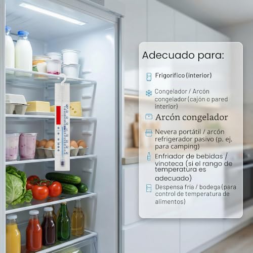 Miniatura 6 de Lantelme Termómetro Para Frigorífico Juego De 4 Termómetros Para Congelador, Termómetro Para Frigorífico De Vino, Cámara Frigorífica, Congelador Para Colgar, Color Blanco 4884