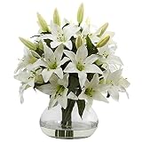 16in. Lily Silk Arrangement with Vase