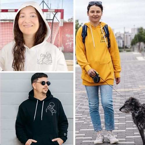 Xiuyours Hoodie Personalisiert mit Foto Bild Namen Kapuzenpullover Hoody mit Kapuze für Herren Damen Geburtstag Weihnachten Fotogeschenk, S~5XL