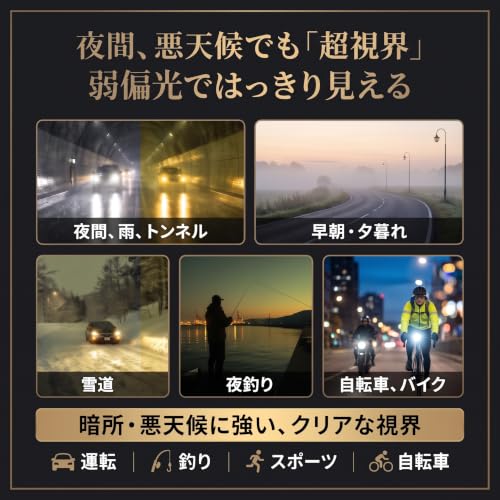 [冒険王] 夜間運転用サングラス スポーツサングラス 【鯖江企画/夜用/弱偏光】 釣り TK1K 4枚目