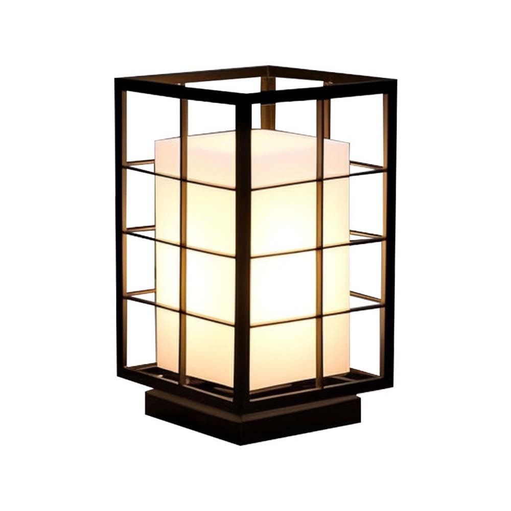 HCIPJQY 11.8" Post Lights Japanese Vintage Pillar Lights for Outside Black Matte Waterproof Metal Cage Post Lamp Fixture Hard Wired Column Lamp for Garden Patio Yard Pathway Driveway