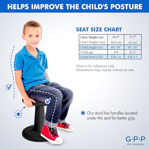 Image of Gpack-pro Kids Wobble Stool 2-Pack - Improves Focus Attention - Non-Slip Base - Wiggle Chair Active Flexible Seating for Preschool Kindergarten Elementary School Party 15.3-Inch High (Black)