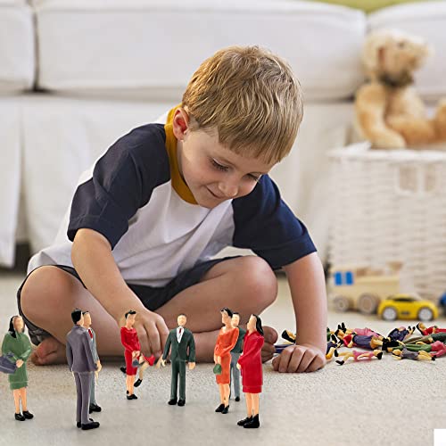 XIPEGPA People Figurines Mini Trains Architectural 1:25 Scale Painted Figures Plastic Small Dollhouse People Standing and Seat for Miniature Scenes