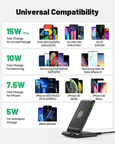 INIU Wireless Charger 2-Pack, 15W Fast Wireless Charging Stand with Sleep-friendly Adaptive Light Phone Charge For iPhone 14 13 12 11 Pro Max X Plus Samsung Galaxy S22 S21 S20 Google Pixel Xiaomi etc