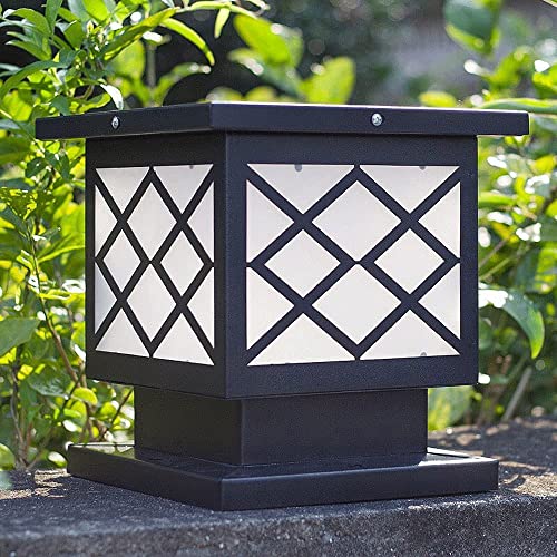 WEFDSDDXHC Solar European Style Pillar Lamp, Metal Pillar Lamp, Outdoor Waterproof Floor Lamp, Acrylic Lampshade, E27 Screw Lamp, Lawn Courtyard Villa Decorative Landscape Lamp