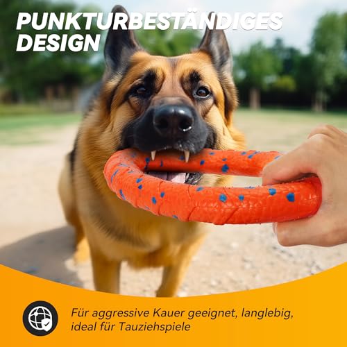 SUNNEKO Hundespielzeug-Ring, Robustes Hundespielzeug, Kauring für Hunde, Hundescheiben zum Werfen und Fangen, schwimmender Trainingsring für Hunde