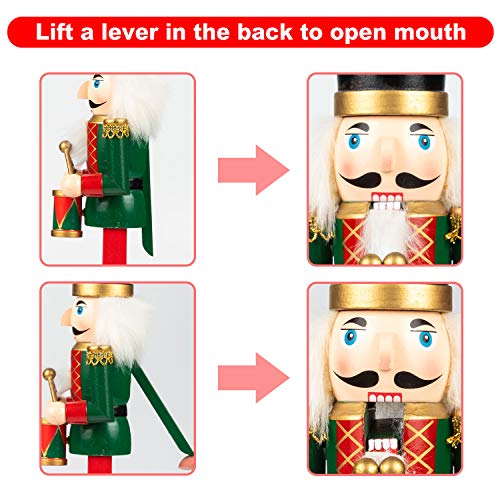 Ki Store Christmas Nutcracker Set Of 4 12-Inch Wooden King And Soldier Nutcracker Figurines Display For Table Mantel Chrismtas Tree Decorations #TOP5