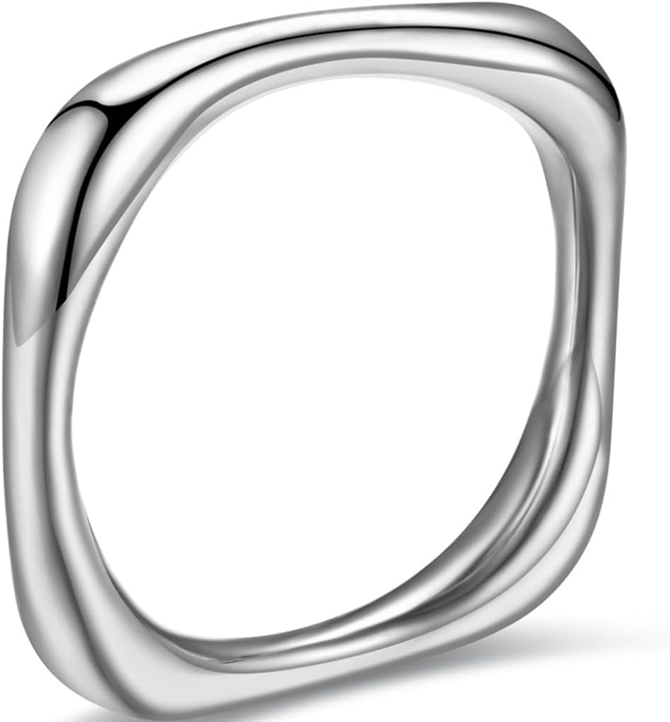 Jude Jewelers 3mm Width Stainless Steel Square Shaped Stacking Wedding Band Promise Statement Ring