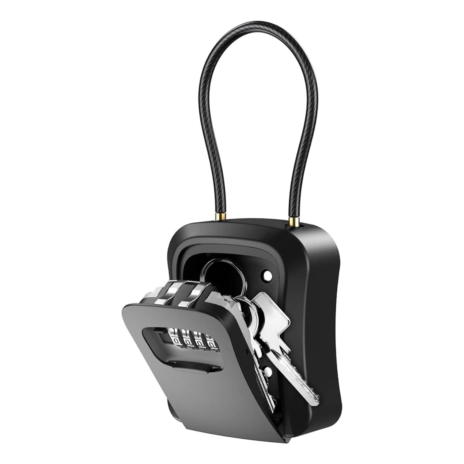 Kjueq Nero Key Lock Box For Outside 4 Digit Code Security Safe Box For House Keys Spare Keys Storage(Nero)