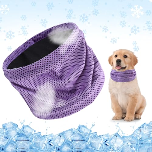 Collare Rinfrescante per Cani, Collare di Raffreddamento per Cani, Bandana Rinfrescante Cane, Collares Refrigerante Cane per Rinfrescare gli Animali Domestici in Estate (Viola, S)