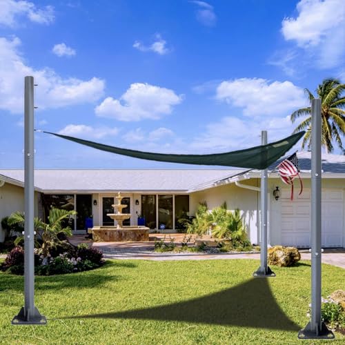 iFvBey 2 Pack Sun Shade Sail Poles - 10ft Outdoor Removable Sunshade Support Post Heavy Duty Canopy Awning Shade Cloth Metal Pole Posts Kit for Outside Patio Backyard Garden Ground Playground