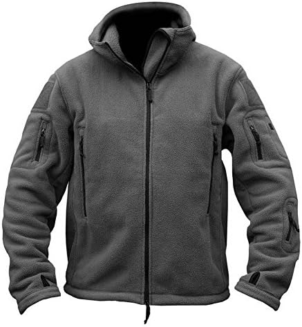 ReFire Gear Men's Warm Military Tactical Sport Fleece Hoodie Jacket, Gray, XX-Large