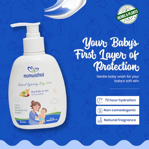Image of Natural Hydrating Baby Lotion (100ml) with Shea Butter & Oats | 100% Natural, pH Balanced, Dermatologically Tested | For Dry, Dull & Irritated Skin (0+ Months)