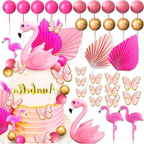 31 peças flamingo Cake Topper, Havaiana decoração festa feliz aniversário ornamentos bolo aniversário decoração bolo flamingo Cake Topper Happy Birthday decoração havaiana Pool Party