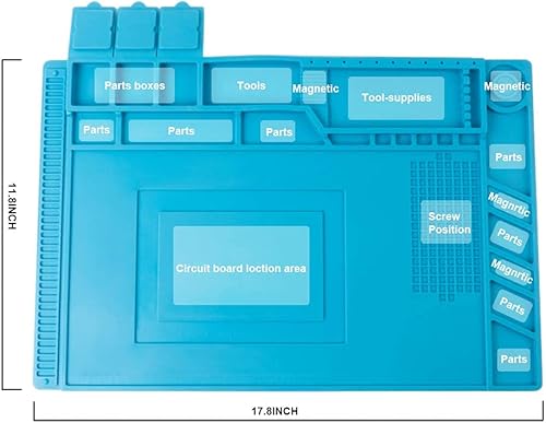 Miniatura 6 de CPB S180 - Kit de alfombrilla de soldadura grande, alfombrilla de reparación de silicona, resistente al calor, alfombrilla de trabajo magnética con