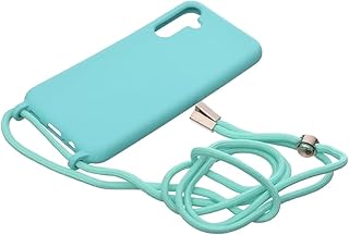 جراب حماية خلفي من السيليكون مع حزام قماش وحواف أمان لموبايل سامسونج جالاكسي M14 شبكة الجيل الخامس 5G - لون تركواز