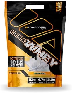 Gold Whey 900g Refil Sabor Natural (Leite em Pó) Ganho de Massa Muscular Proteina Concentrada - Adaptogen