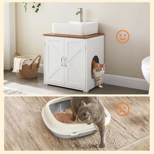 Maison de toilette chat blanche unipaws meuble litière MDF 60cm