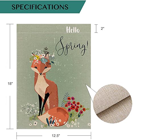 Uanvaha Fox Flower Small Garden Flag For Outside Hello Spring Red Floral Wreath Leaves Cute Cartoon Animal Burlap Welcome Yard Flags Outdoor Farmhouse Home Decor 12.5X18 Inch #TOP1