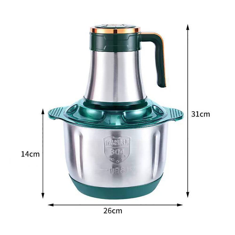 Picadora de carne eléctrica de 500 W, 6 cuchillas, control de 5 engranajes, tapa visual, para carne, frutas, frutos secos, verduras, acero inoxidable