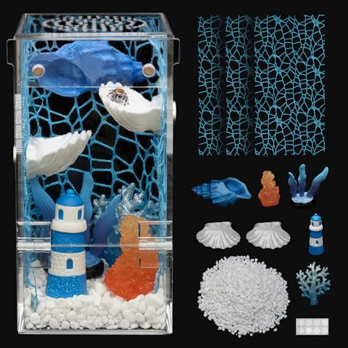 Image of Jumping Spider Enclosure Starter Kit,Escape Proof Ocean Terrarium | Praying Mantis Terrariums,Transparent Acrylic Complete Bug Habitat,All In One Arboreal Tarantula Cribs Cage,Insect Container