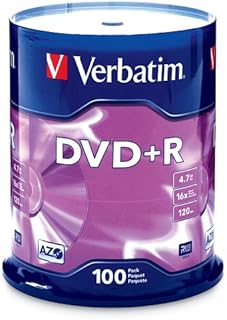 Verbatim DVD+R 4.7GB 16x AZO Recordable Media Disc - 100 Disc Spindle (FFP) - 97459, Branded, 100pk Spindle FFP